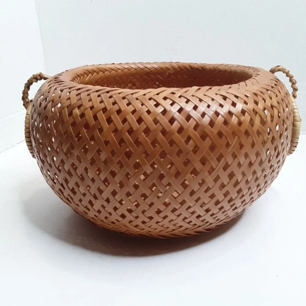 Bohemian Vintage Circle Woven Boho Basket/ Plant Stand
